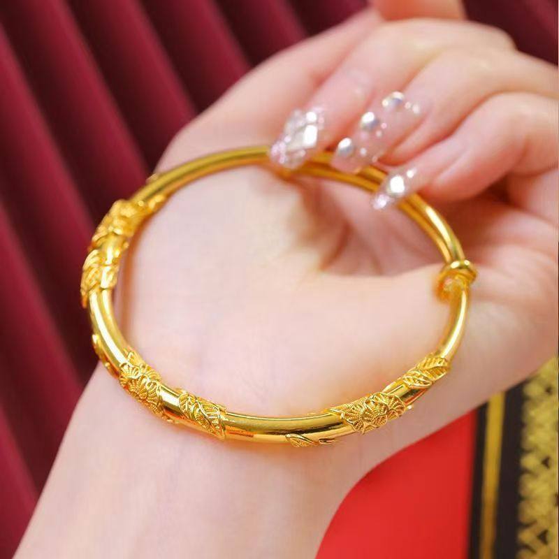 子午银楼足金包沙金繁花似锦手镯推拉不掉色黄金镯子情人节礼物,饰品/流行首饰/时尚饰品新,手镯,淘宝优惠券,粉丝福利购,淘宝优惠卷