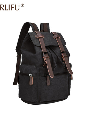 日韩复古旅行休闲防水耐磨电脑包女帆布学生书包双肩包2025夏季新