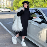 女童2025年春秋新款赫本风中长款毛衣女大童户外洋气圆领针织衫潮，童装毛衣，祺儿童装