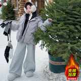 女童2025冬季新款波浪棉服女大童冬季户外加绒加厚保暖时尚面包服，童装棉衣，祺儿童装