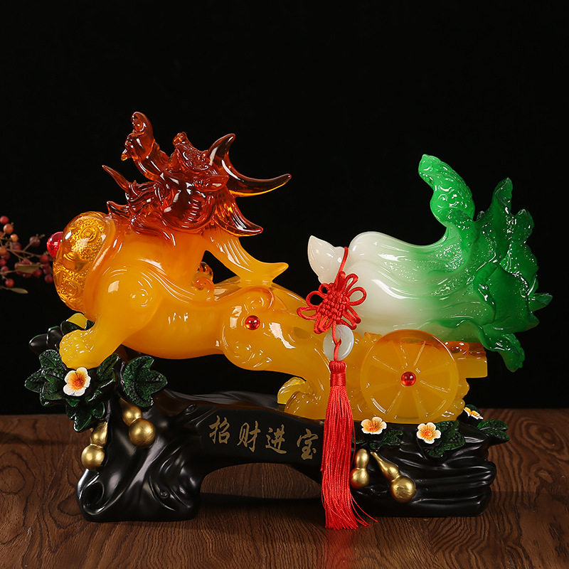 仿玉招财貔貅摆件家居客厅玄关公桌书房装饰品开业貔貅百财如意
