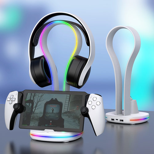 PS5 Portal掌机磁吸触点充电底座带炫彩RGB灯光收纳耳机PG-P5P23