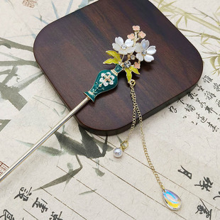 新中式花流苏发簪女古风饰品旗袍配饰汉服盘发步摇簪子国风头饰