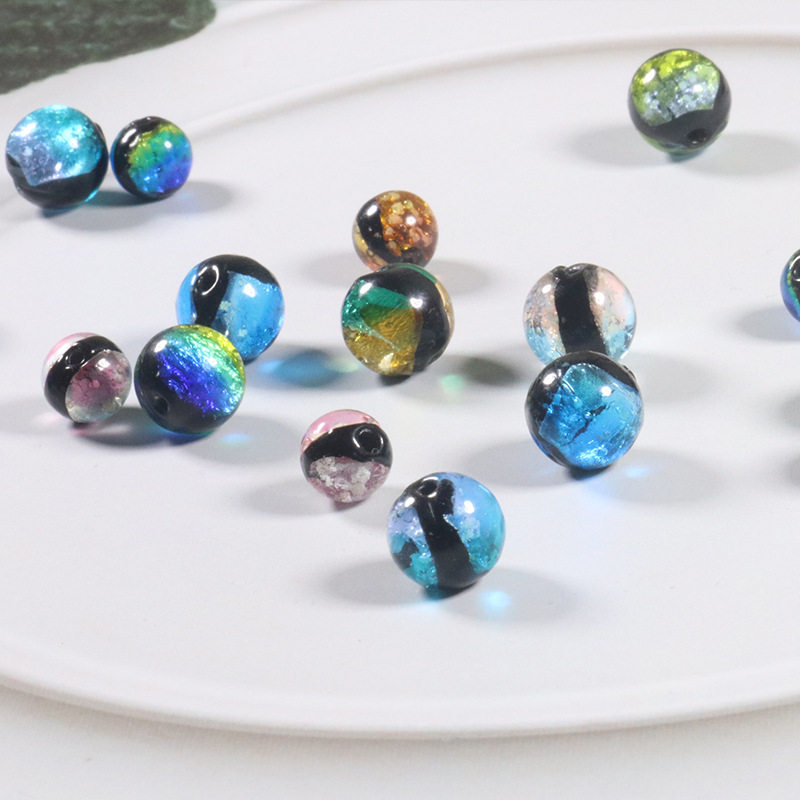 10颗 有孔夜光日式猫眼琉璃散珠diy创意玻璃球手工串珠配饰