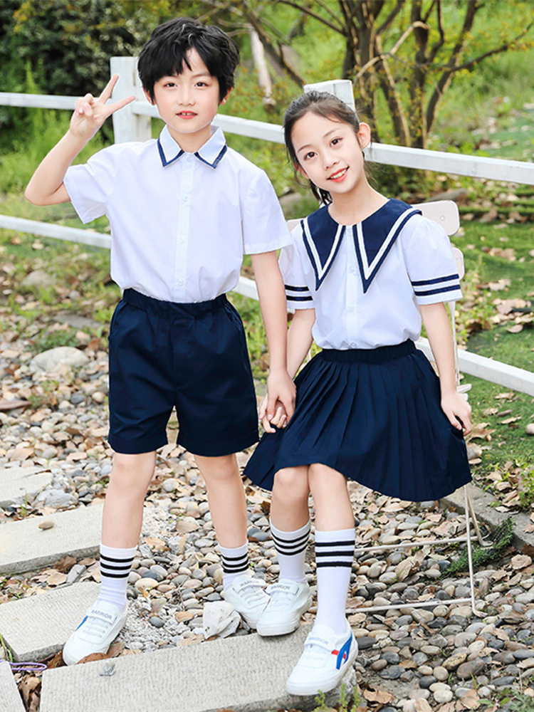 幼儿园园服夏装海军学院风小学生校服毕业照装水手服短袖儿童班服