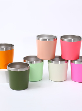 跨境8oz12oz牛奶杯304不锈钢保温杯户外便携车载公咖啡杯印logo