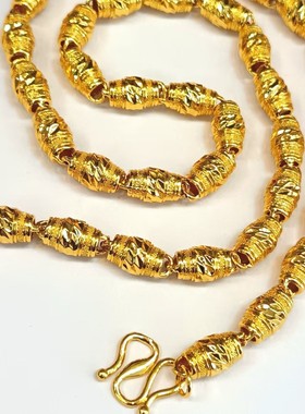 沙金橄榄珠项链女霸气仿真黄金空心小众轻奢颈链配饰久不掉色饰品