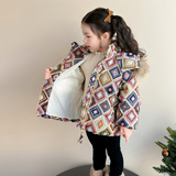 网红女童格子加厚棉服冬季2025新款韩版时尚儿童保暖冬装连帽棉衣，童装棉衣，祺妙童装