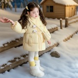 女童冬季加厚棉服2025新款女孩冬装连帽棉袄女冬款保暖洋气外套，童装棉衣，祺妙童装