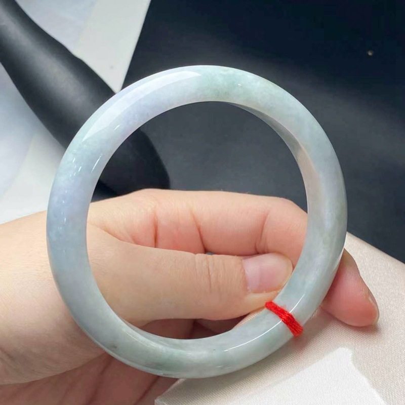 天然翡翠A货手镯简约女款 带紫手镯美人镯多款玉石玉器玉手镯证书