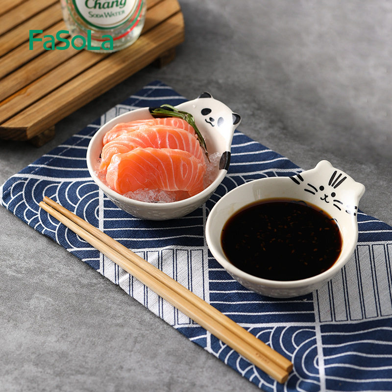 FaSoLa日式手柄碗小碗陶瓷餐具釉下彩甜品碗水果沙拉碗配菜手柄碗