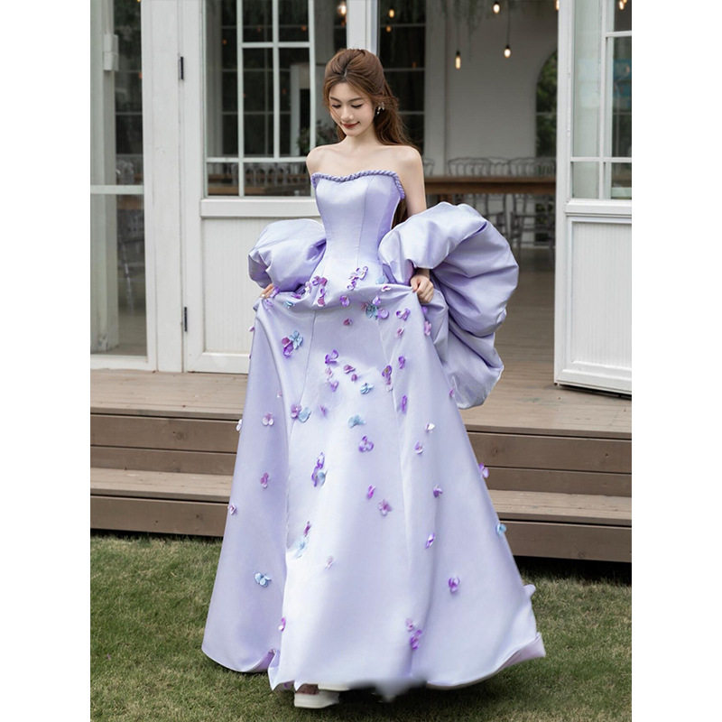 抹胸晚礼服轻奢生日宴会成人礼公主裙端敬酒服订婚晨袍主持长裙
