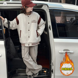 女童2025年秋冬新款蝴蝶结刺绣呢料棉服女大童保暖时尚棒球服外套，童装棉衣，祺儿童装