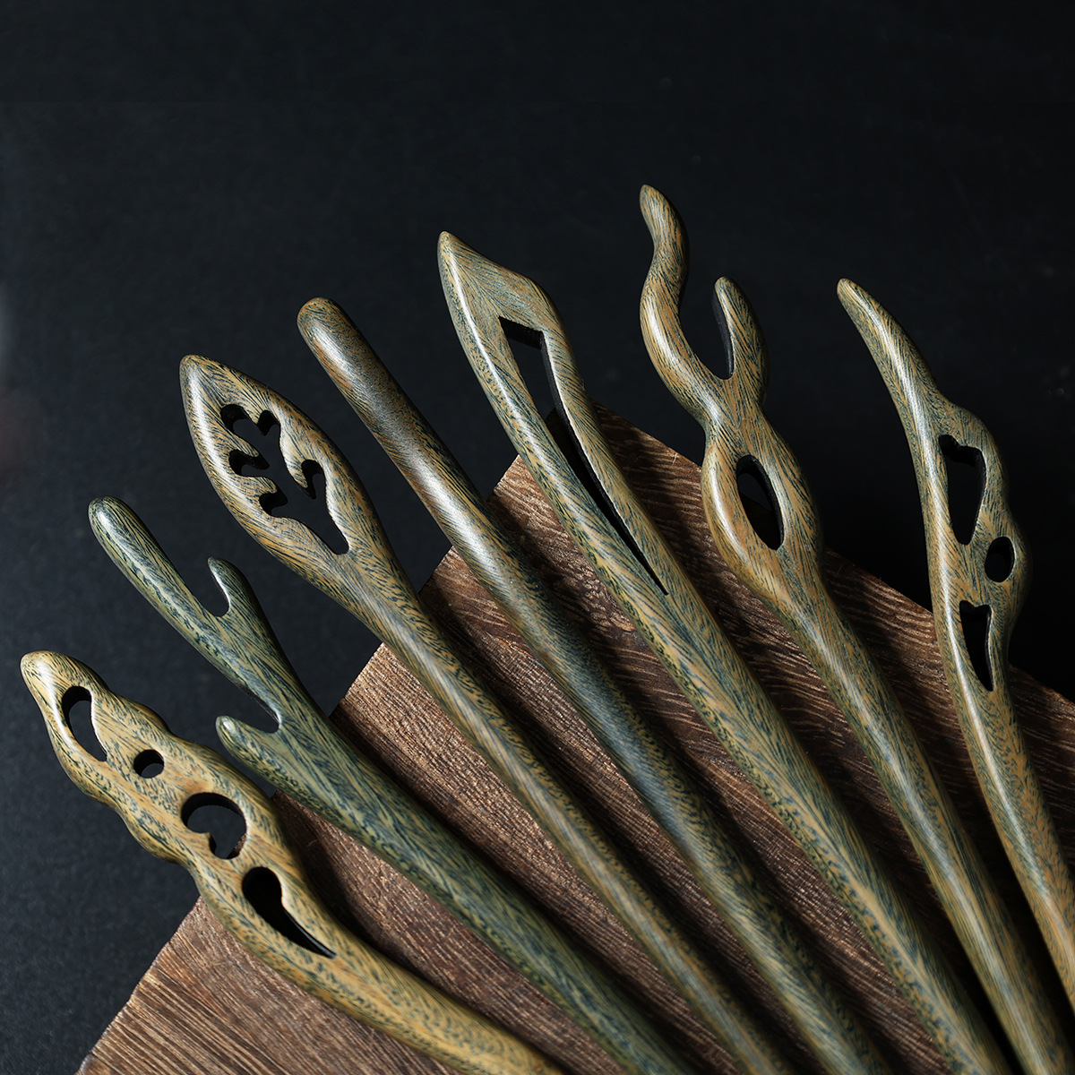 有木香绿檀木簪日常简约现旗袍簪子古风发簪盘发汉服头饰发钗