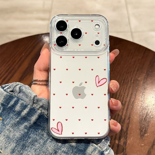 Pink Polka Dot Heart Soft Space Phone Case 适用 iPhone 17 Pro Max 16 15 14 13 Pro 12