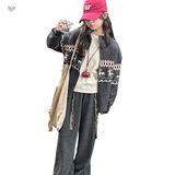 女童毛衣外套2025年秋季新款中大童休闲提花针织开衫春秋外穿上衣，童装毛衣，祺儿童装