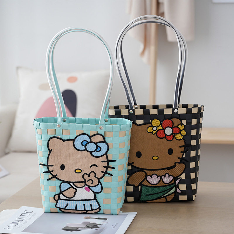 hellokitty沙滩包仿藤编织网红