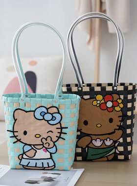 hellokitty沙滩包仿藤编织网红