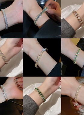 超闪锆石字母手镯ins小众轻奢气质手环时尚百搭级感手饰女