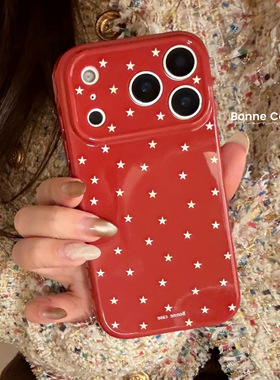 AceCase简约小星星iphone16pro max苹果17适用15手机壳14酒红色13个性ins风12防摔11