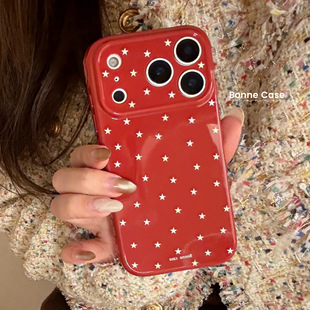 AceCase简约小星星iphone16pro max苹果17适用15手机壳14酒红色13个性ins风12防摔11