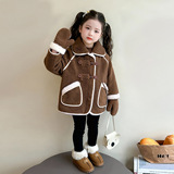 女童呢子外套秋冬款2025新款冬季儿童拜年服女红色加绒呢大衣，童装外套，祺妙童装