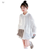 女童裙子套装秋季2025新款设计感衬衫百褶裙两件套中大童学院风潮，童装休闲套装，祺儿童装