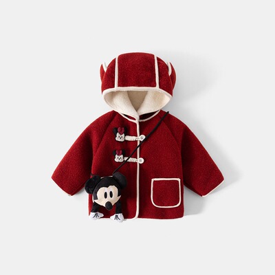 女童加厚外套秋冬季圆领