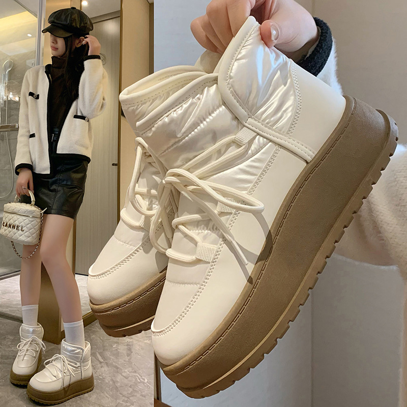 加绒帮雪地靴女2025冬季新款学生ins韩版保暖休闲鞋棉鞋百搭短靴