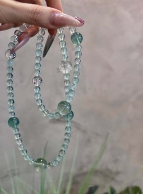 薄荷绿水晶手链萤石串珠水晶