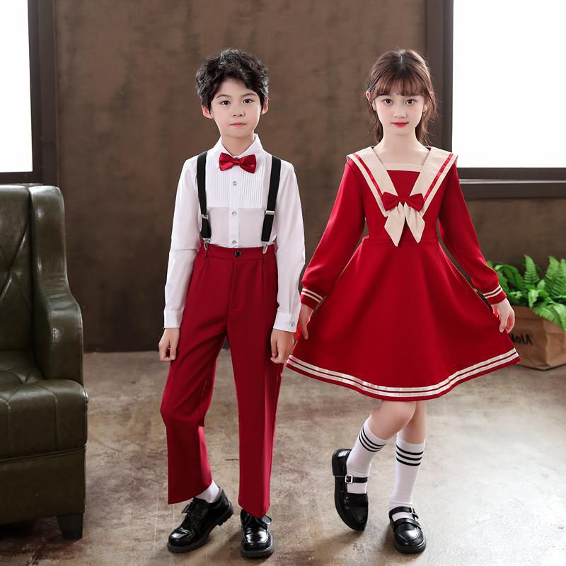元旦儿童合唱演出服中小学生大合唱团女童诗歌朗诵比赛表演服装