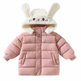 女童猫咪棉服冬季2025新款洋气休闲儿童加厚保暖冬装连帽棉衣P108，童装棉衣，祺妙童装