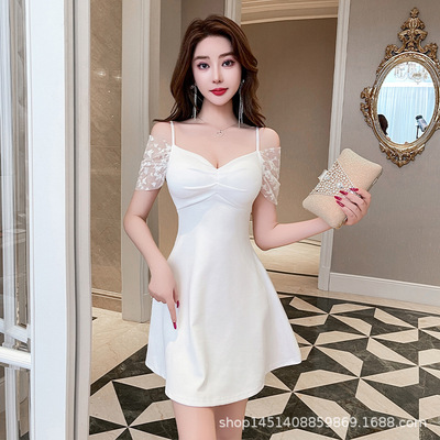 纯欲性感辣妹连衣裙辣妹吊带裙低胸露背a字裙夜总会上班衣服女装