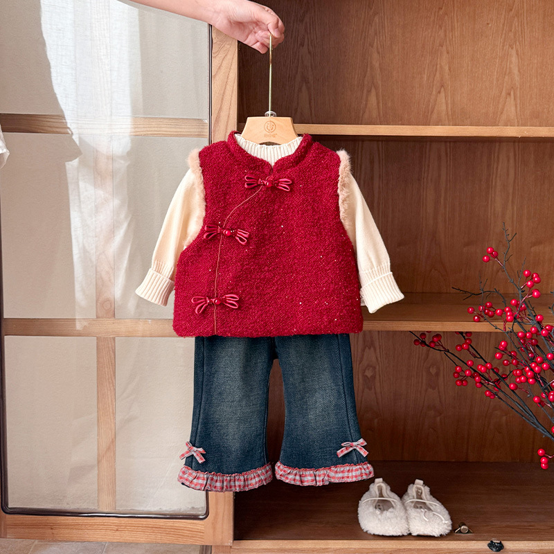 9150 婴儿衣服拜年服冬季女套装加厚新款一岁婴幼儿冬款