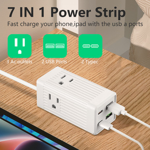 110V迷你美规插线板旅游便携PD插座美标小插排USB美国加拿大台湾