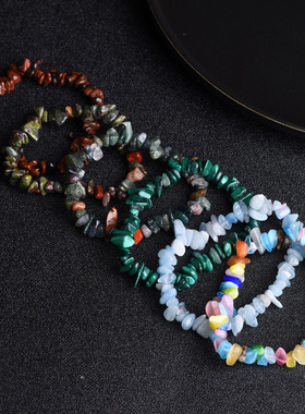 水晶碎石链手链黄水晶白松虎眼石潮款女个性复古手串搭配