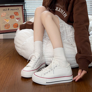 秋季帆布鞋女款厚底增高新款爆款学生百搭休闲小白鞋板鞋布鞋