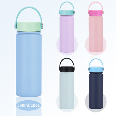 2025新款304不锈钢运动水壶广口便携撞色瓶子水杯户外保温杯550ml