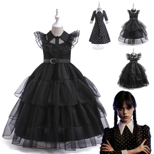 亚当斯一家cos服星期三Wednesday亚当斯印花礼服cosplay动漫服装
