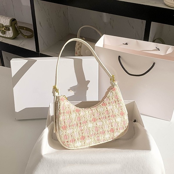 法式小香风呢子腋下包包女士2025秋冬新款小众设计编织手提小方包