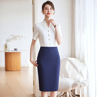 套裙售楼部美容院工作服空姐制服 衬衫 职业套装 女气质酒店前台工装