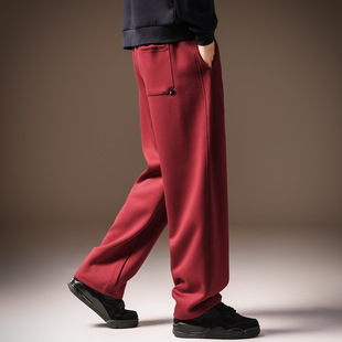 高端垂感阔腿卫裤男士潮秋季重磅百搭休闲裤男宽松直筒美式裤子男