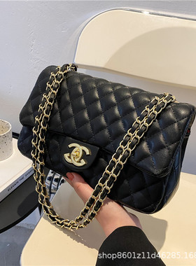 跨境女包2024欧美时尚肩斜挎包质感小香风菱格链条包bags