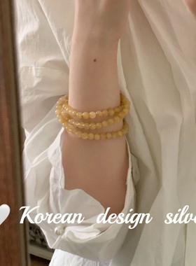 韩版ins风设计银饰品 S925纯银三层金发晶手链气质个性叠戴百搭