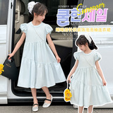 女童甜美连衣裙夏装2025新款中大童洋气公主裙泡泡袖中长裙薄款，商品下架区，祺儿童装