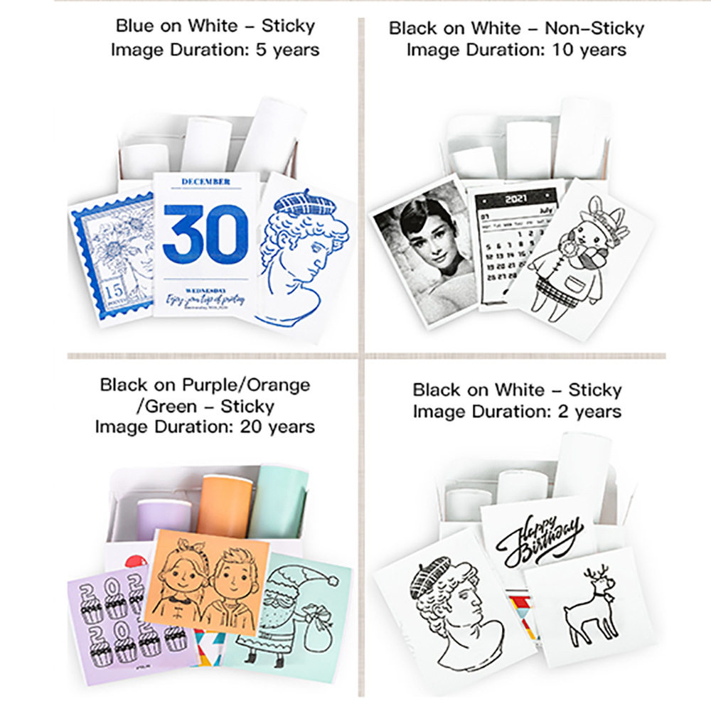 PHOMEMO 50 53MM T02|M02X 자체 접착 인쇄 용지 감열지 패턴 스티커 3개 롤 상자