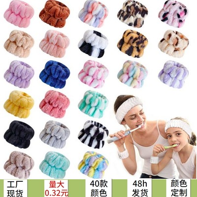跨境毛绒洗脸手腕带防湿袖口女防水护腕运动手环欧美纯色发带