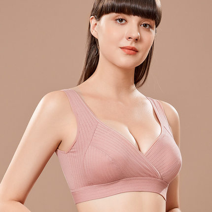 怀孕期交叉式哺乳文胸怀孕期月子期哺乳期纯色棉布内衬哺乳内衣