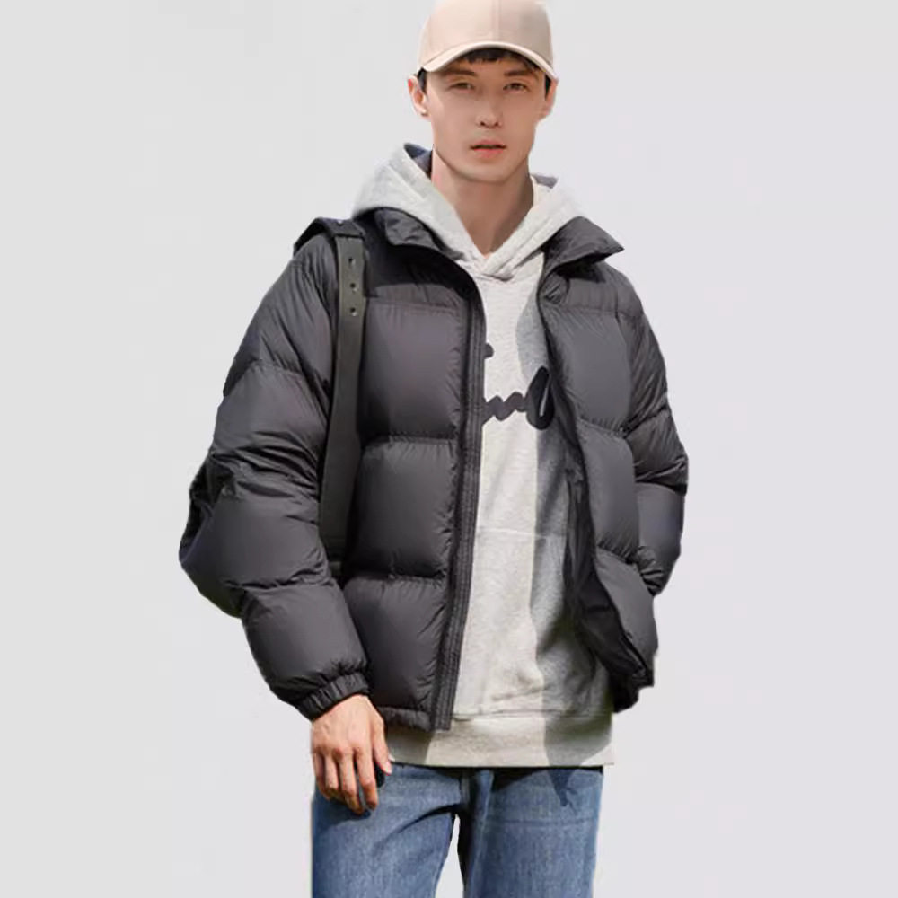 2024冬天新款羽绒服男鸭绒情侣短款女同款立领保暖纯色外套面包服