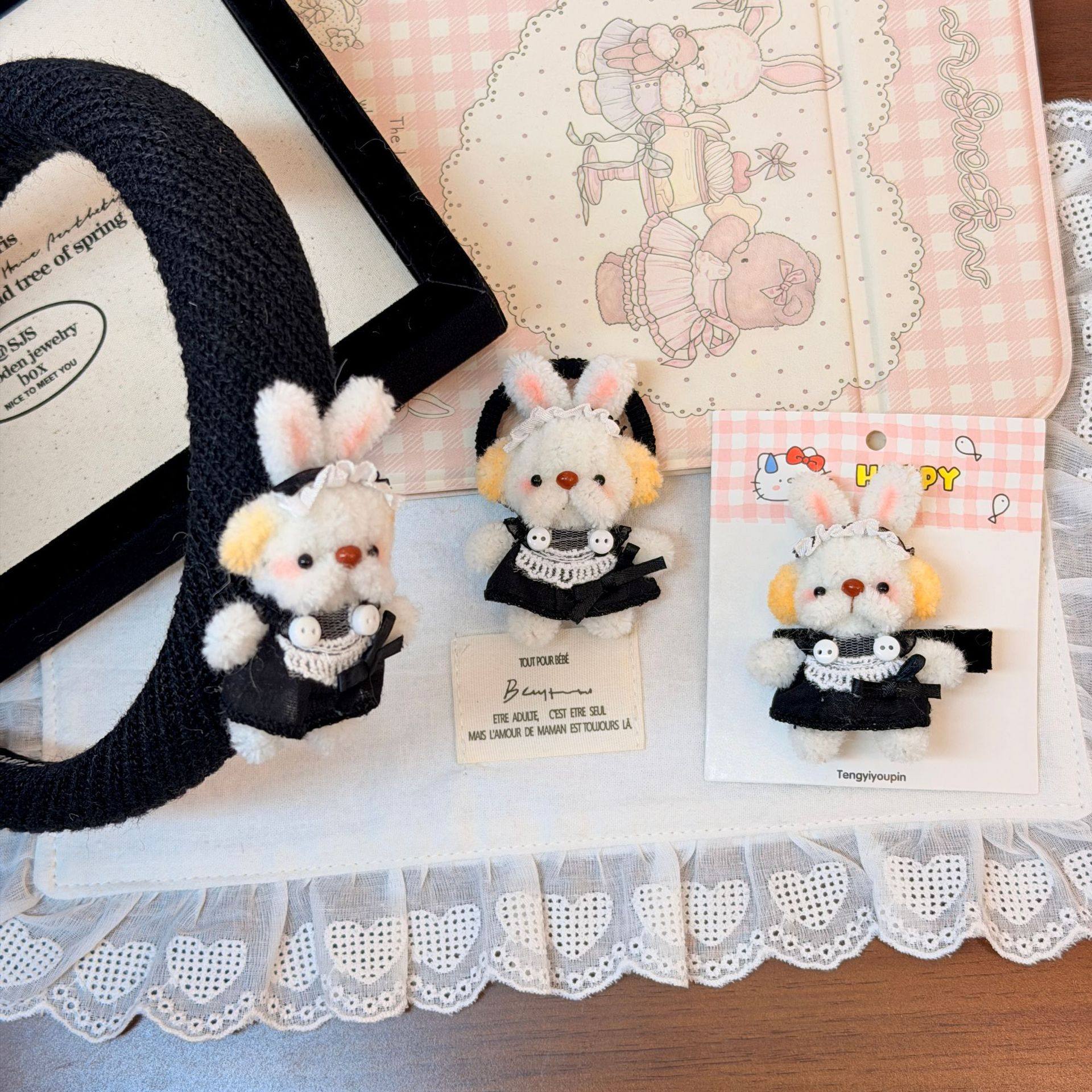 韩版新款扭扭棒小兔发夹发圈发箍个性设计感毛绒小兔可爱仙气饰品